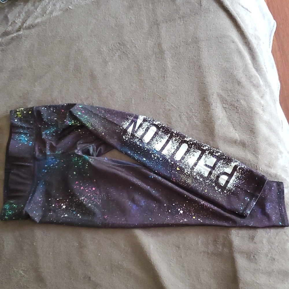 Terez X Peloton Cycling Leggings Stars Planets Peloton Logo Hi-shine Like New!